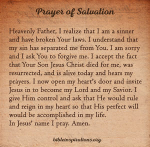 Sinner’s Prayer – Prayer of Salvation – Bible Inspirations