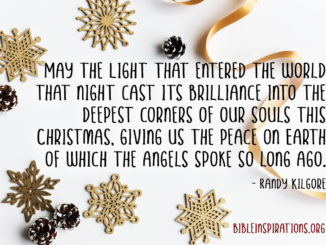May the Light that entered the world that night cast its brilliance into the deepest corners of our souls this Christmas, giving us the peace on Earth of which the angels spoke so long ago. - Randy Kilgore
